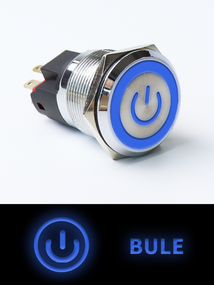 CHYF Latching Push Button Switch 12V 20A Heavy Duty DC 12 Volt Waterproof 19MM LED Ring Illuminated ON/Off Push Button