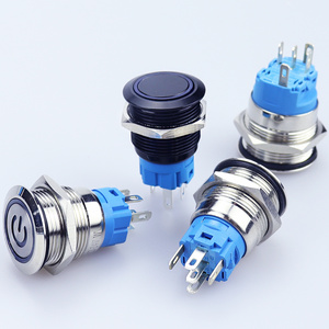 16/19/22mm with Connector and Socket Waterproof LED Light Self-locking Power Switch 3-6V 12-24V Metal Push Button Switches