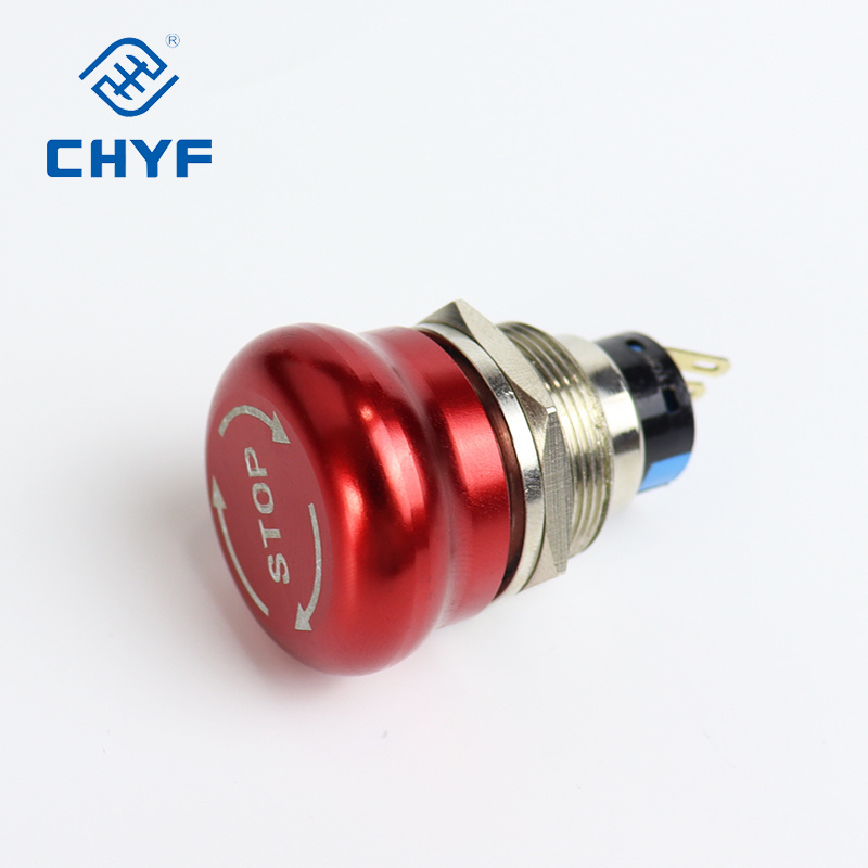 16MM 19MM 22MM metal switch emergency stop button mushroom head waterproof stainless steel power emergency stop switch