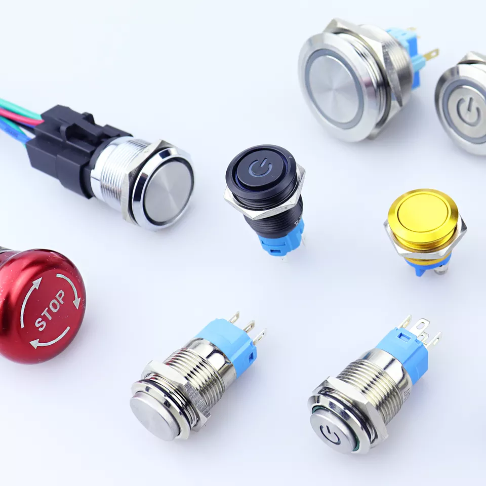 On Off PC Power Metal Waterproof Push Button  Switch 12v for Car Ignition Switches Momentary/Latching NC 5V 220V 12 16 19 22 mm