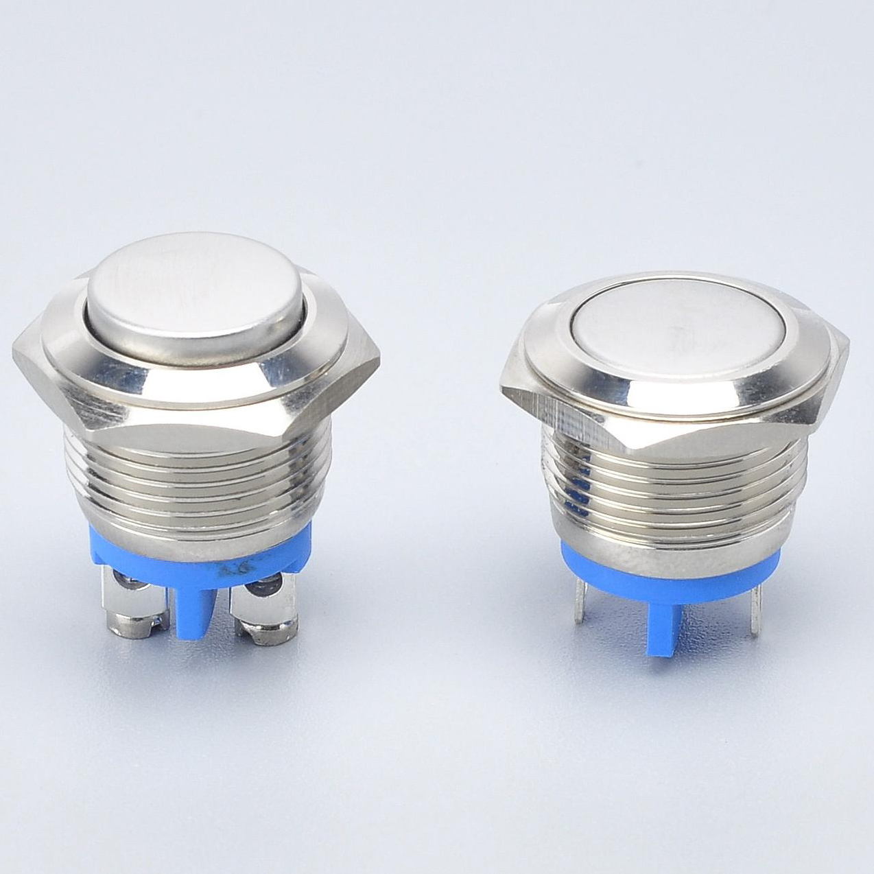 mini 16mm 19mm 22mm flat led metal push small button switches  screw foot Momentary waterproof 12V stainless steel switches