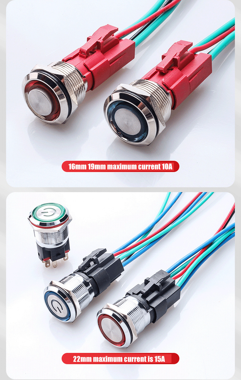 CHYF Latching Push Button Switch 12V 20A Heavy Duty DC 12 Volt Waterproof 19MM LED Ring Illuminated ON/Off Push Button