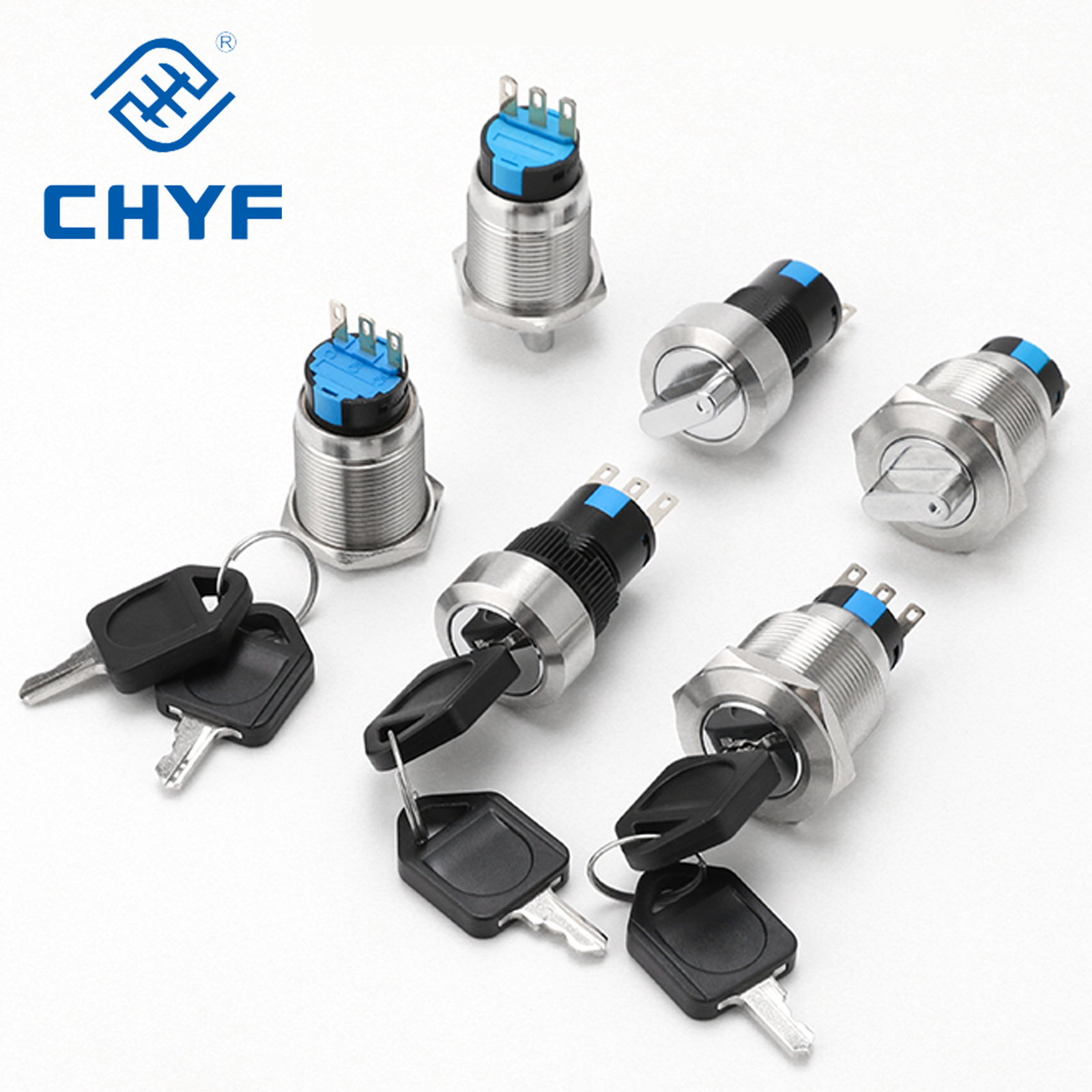 YUFENG size 16mm metal key switch 1NO and 1NC 3position key switch on-off-on 3A  electrical key switch