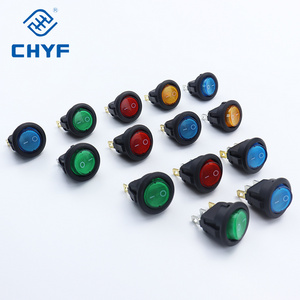 ON OFF Round Rocker Switch LED illuminated Mini Black  Red Blue 10A 250V / 6A 125V 3 Pin Boat Circular Switch 20MM