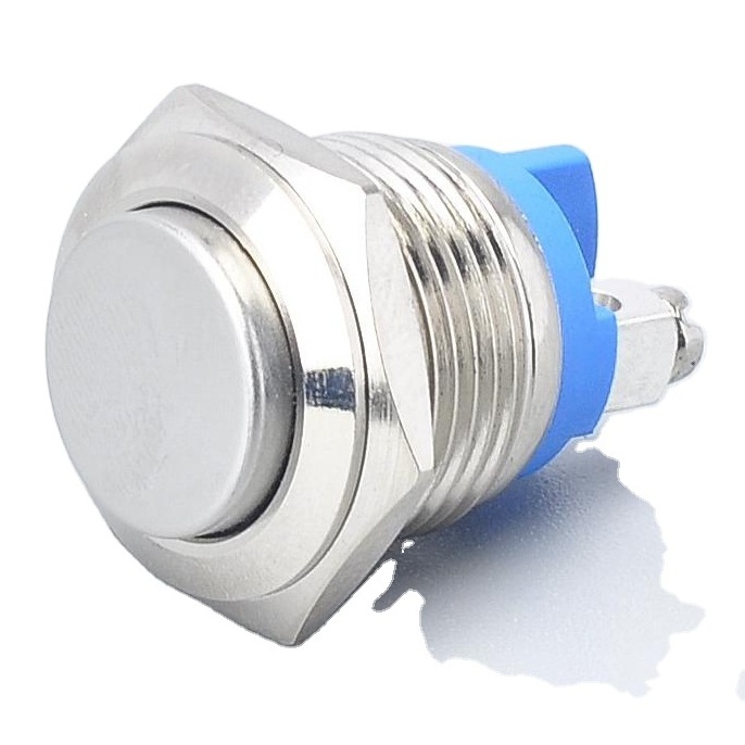 mini 16mm 19mm 22mm flat led metal push small button switches  screw foot Momentary waterproof 12V stainless steel switches