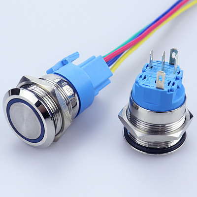 10/12/16/19/22mm illuminated waterproof stainless steel push button switch,led momentary push button switches with connector