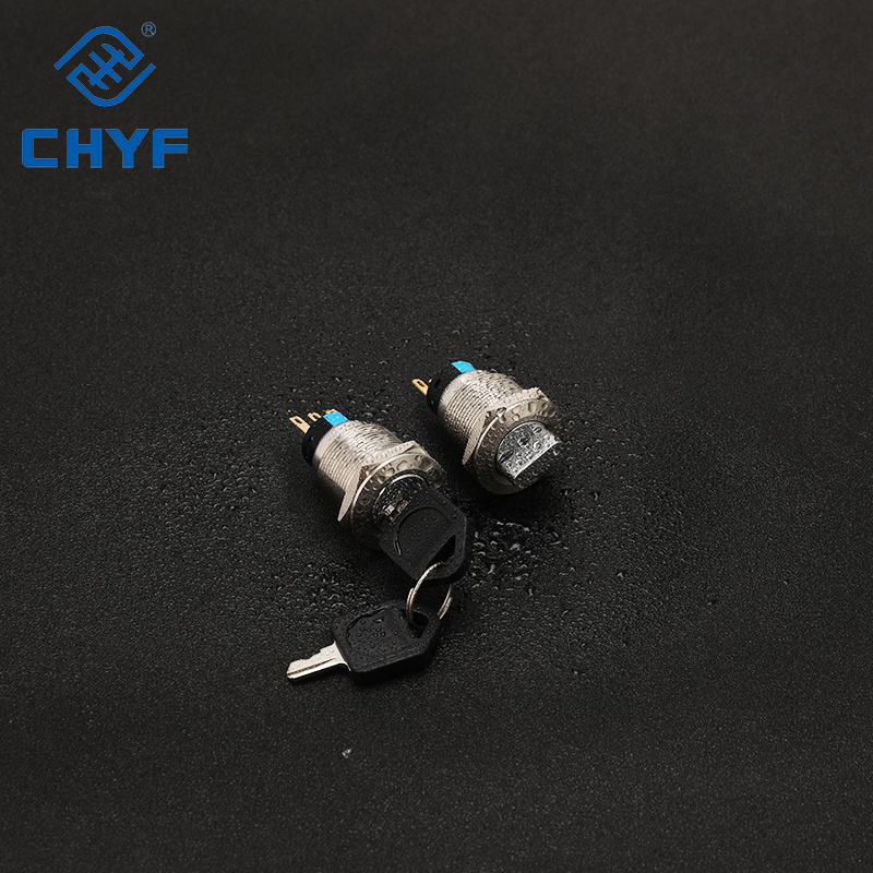 16mm Metal Key Switch Rotary Switch with Light Self-locking/latching 2 Position 3 Position 3V 6V 12V 24V 220V 3A YF-16-11Y CHYF