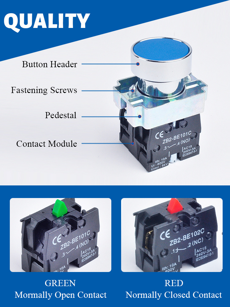 (XB2 series XB2 BD53 Selector switch) momentary 3 position pushbutton on off switch self-lock rotary plastic button push switch