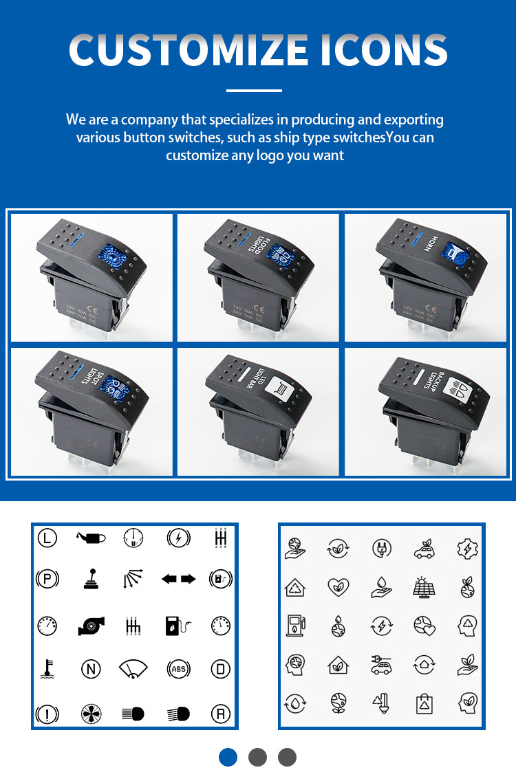 Waterproof 12 Volt Carling ON OFF Latching SPST Dual LED Illuminated Auto 12V 5 Pin Marine Rocker Switch