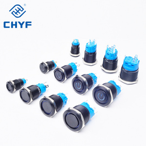 CHYF Oxidized Black Metal Push Button Switch 12mm 16mm 19mm 22mm Waterproof Illuminated LED Momentary Latching Power Switches