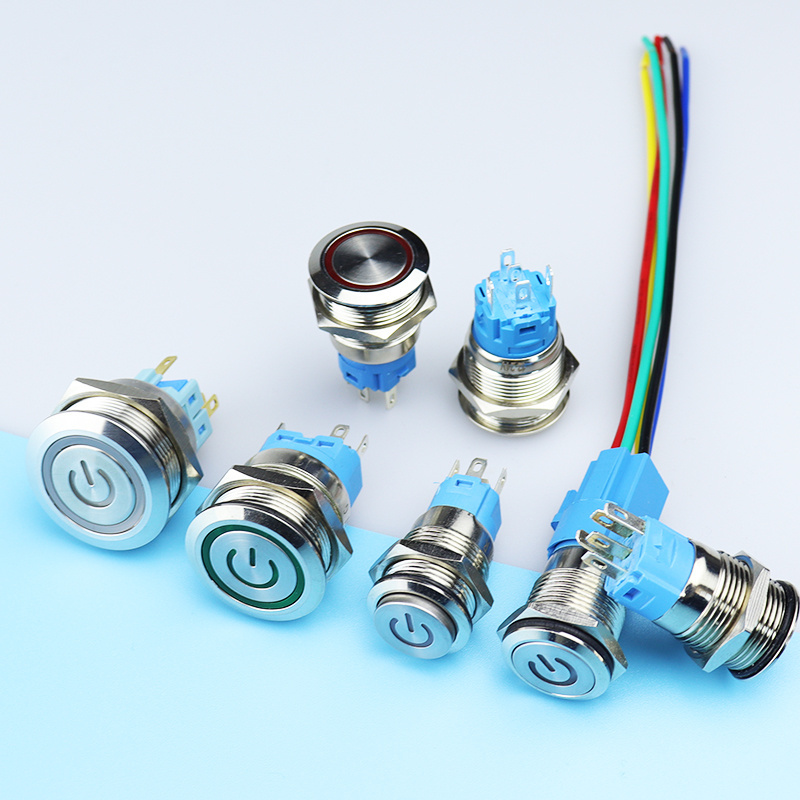 Momentary Latching stainless steel silver mini small waterproof push button switch for machine