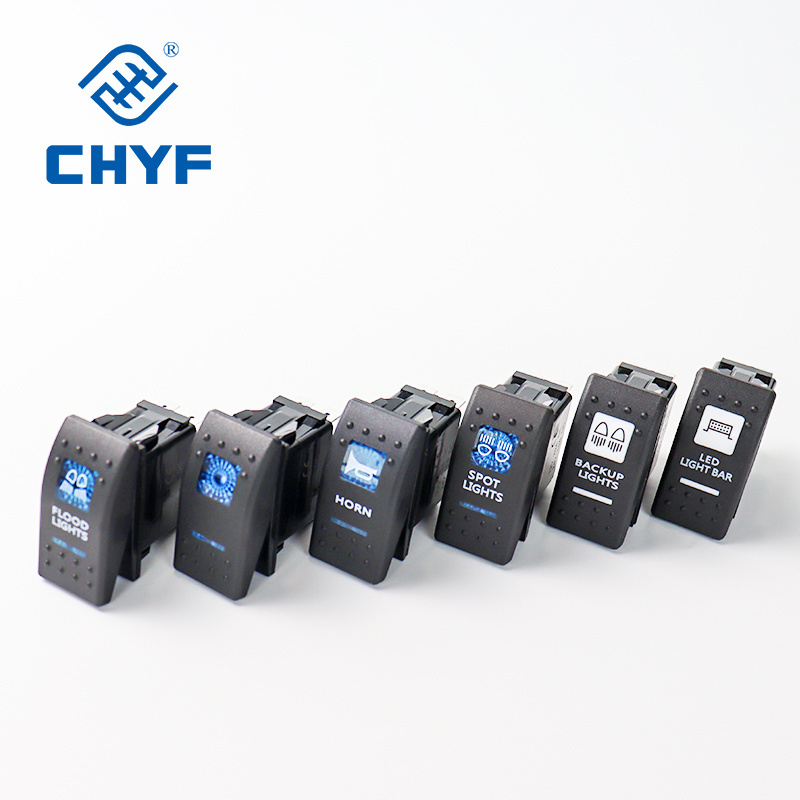 CHYF Illuminated LED Waterproof ON-OFF 5 Pin Car 6 Gang Switch Panel Toggle Laser Marine Rocker Switch