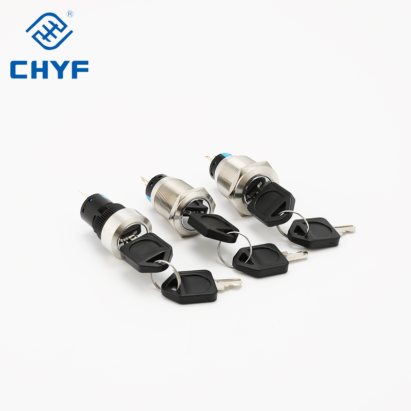 YUFENG size 16mm metal key switch 1NO and 1NC 3position key switch on-off-on 3A  electrical key switch