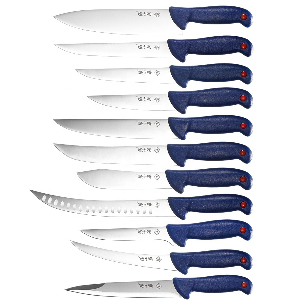 Stainless Steel Filleting Knife 11 pcs Butcher Knife Set Outdoor Fishing Knife with PP+TPR Handle