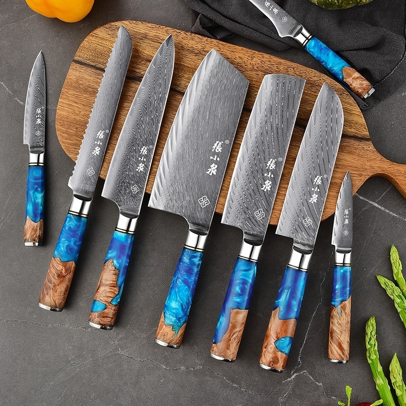 chef knife vg10 67 layers japanese damascus kitchen knife set with resin handle