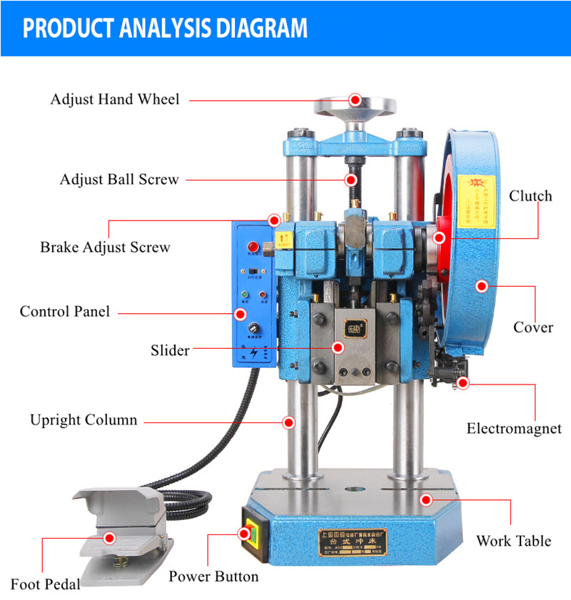 Nanjing Chzom JB4-2 Compact Punching power press Machine 0.5t 1t 2t 3t 4t