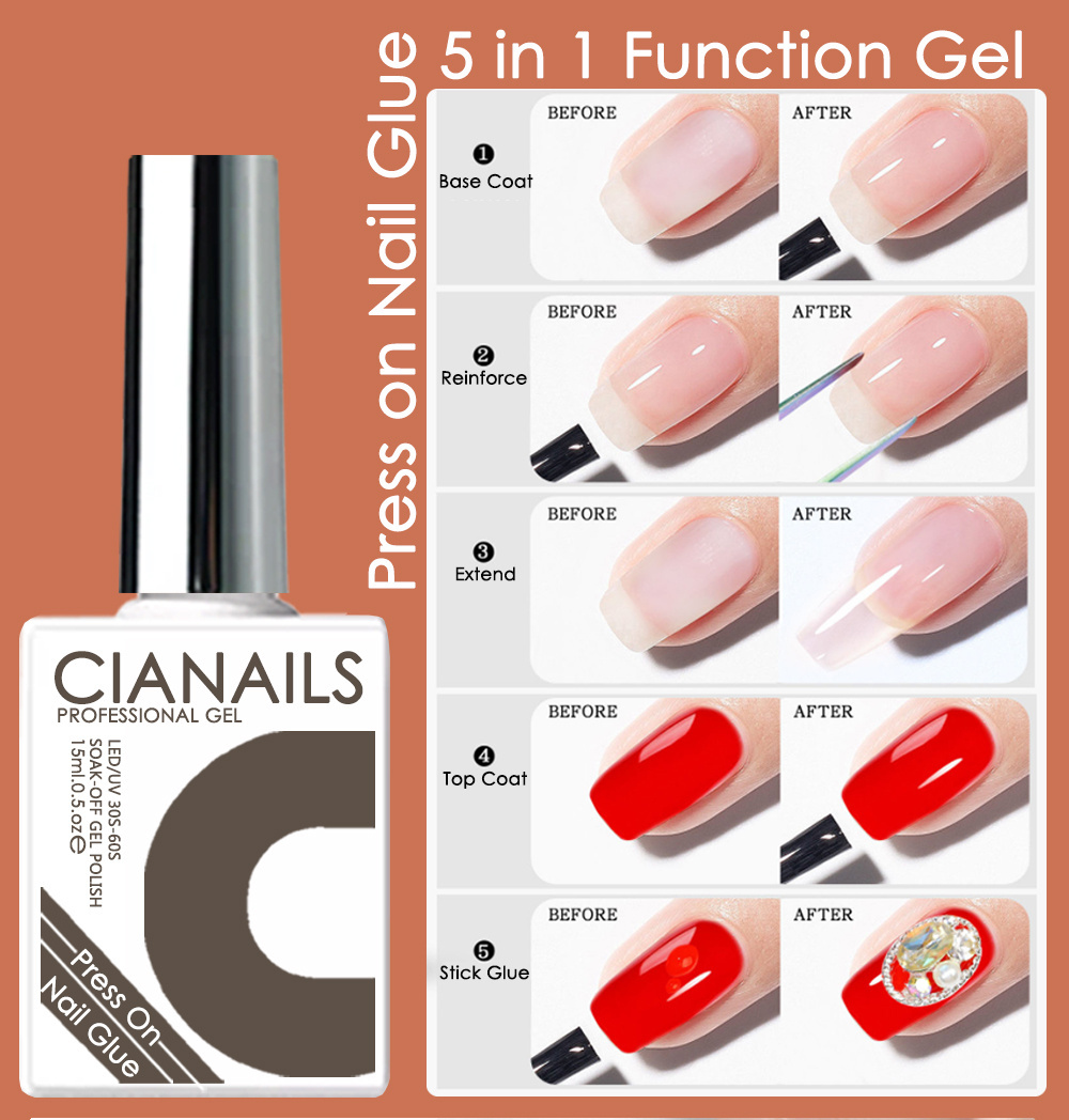 CIANAILS  Custom Label Fake Soft Nails Tips Press On Acrylic Nails Uv Gel Nail Glue For Tips