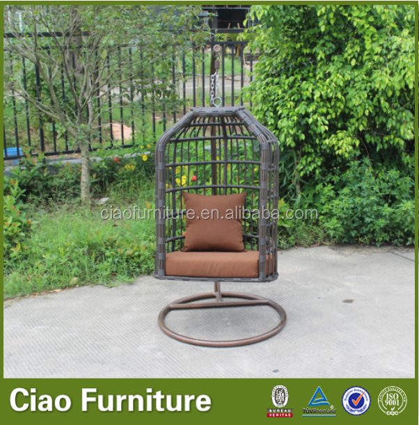 Latest outdoor patio furniture rattan bird cage shape handing swing chair