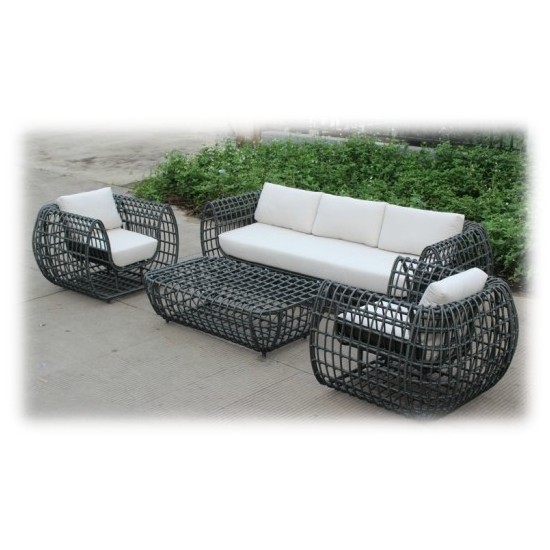 round sofa indoor USA style outdoor big sofa set  Luxury Garden Furniture Rattan Outdoor Sofa