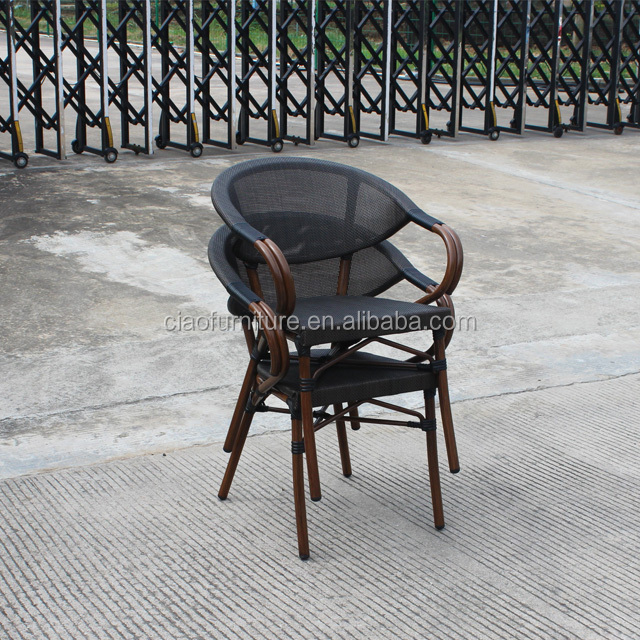 Wholesale outdoor coffee shop restaurant furniture french bistro teslin fabric dining chair