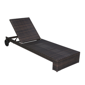 Commercial Hotel Poolside Outdoor Beach Wicker Chaise Lounge Chair With Wheels