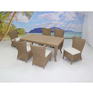 China 6 Seater Patio Garden Furniture Rectangular Dining Table Rope Chairs Set