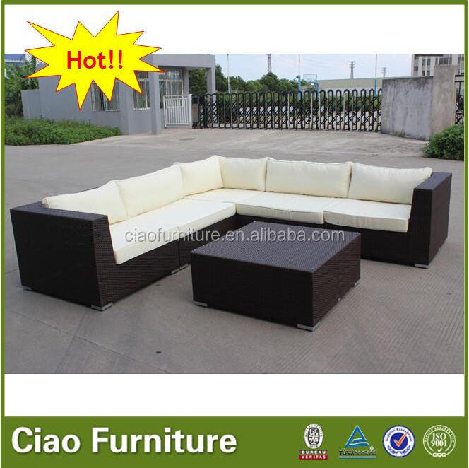 New design Hand weaving Rattan Furniture	with backrest taproom sofa set garden L sofa