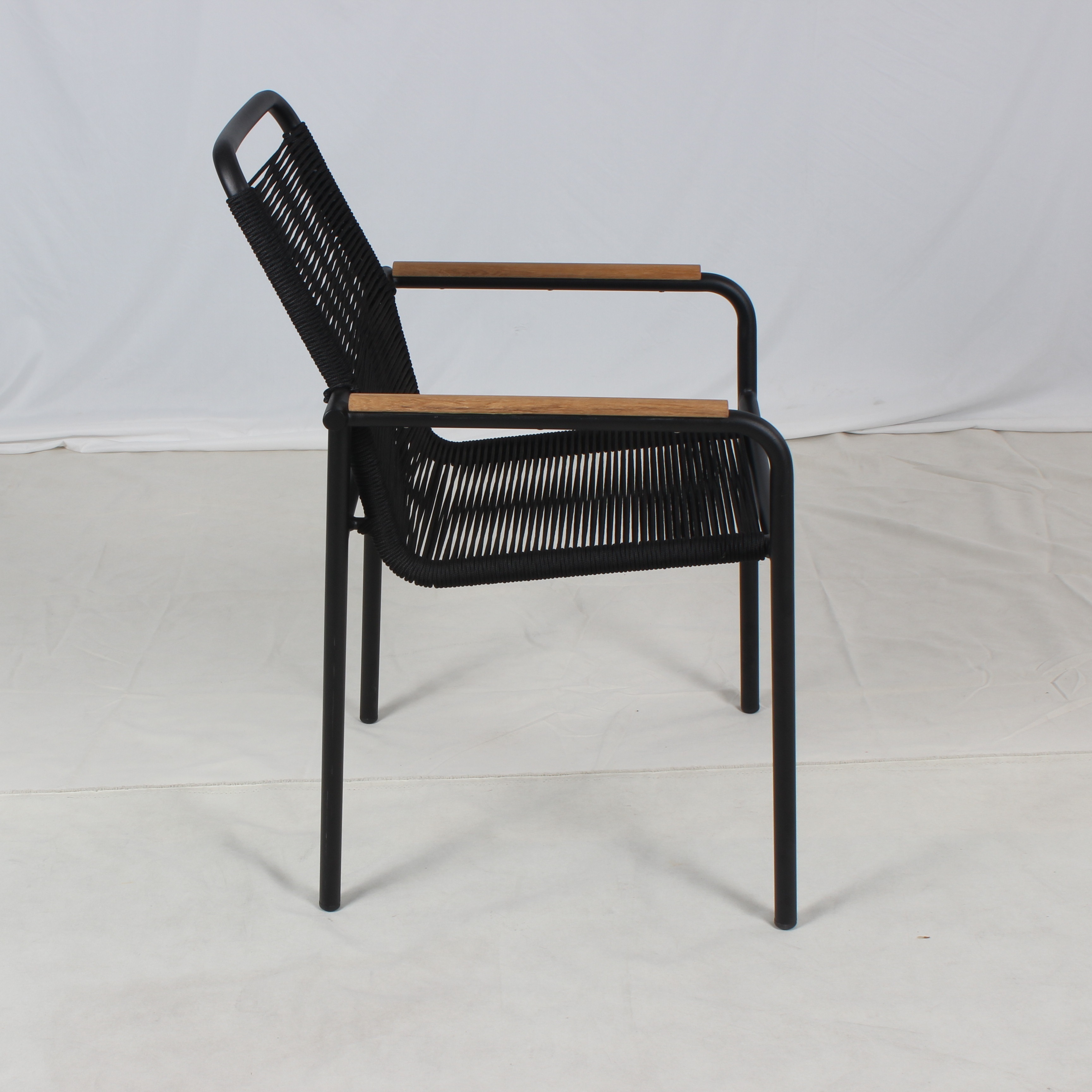 Wholesale Modern Outdoor Balcony Black Rope Patio Dining Chair For Restaurant