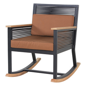 Leisure garden living room outdoor aluminium rattan rocking chair