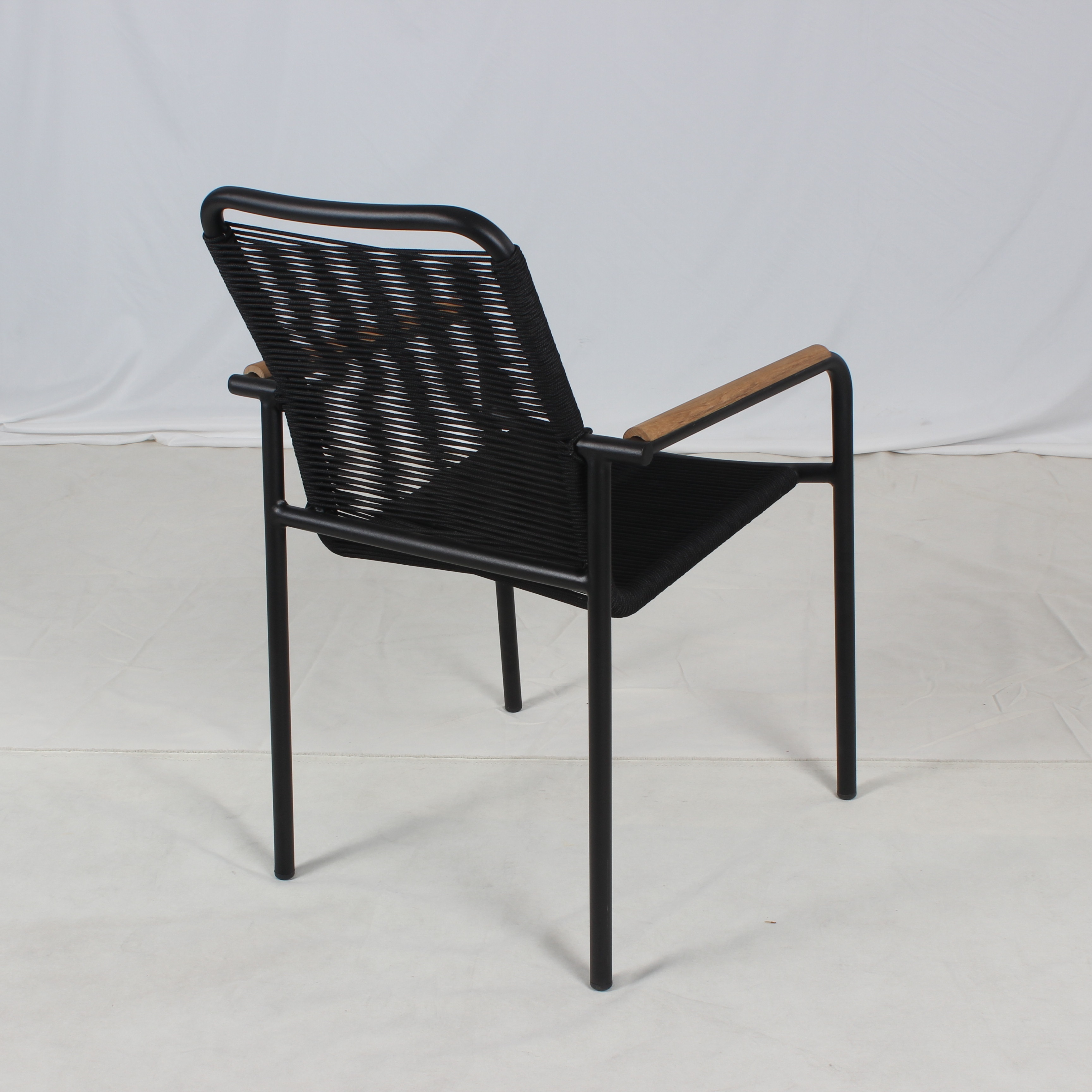 Wholesale Modern Outdoor Balcony Black Rope Patio Dining Chair For Restaurant