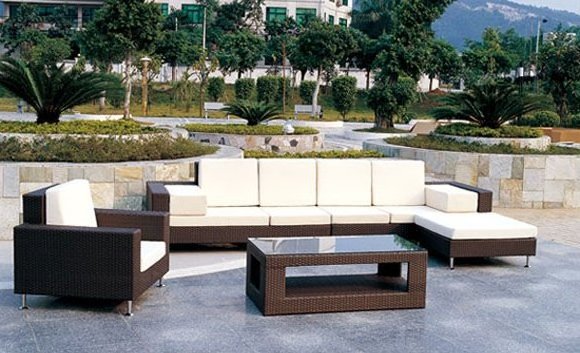 Outdoor Leisure garden furniture 7 seater rattan sectional sofa set