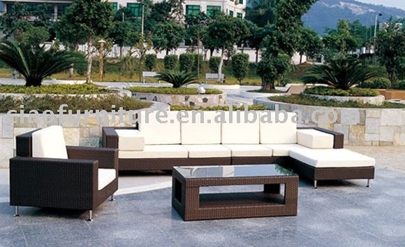 Outdoor Leisure garden furniture 7 seater rattan sectional sofa set