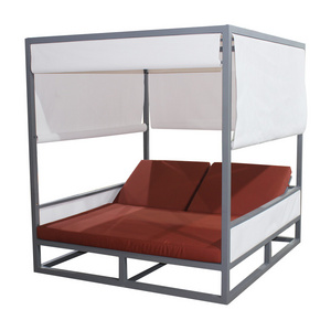 Luxury Patio Outdoor Resort Pool Aluminum Cabana Daybed With Curtain