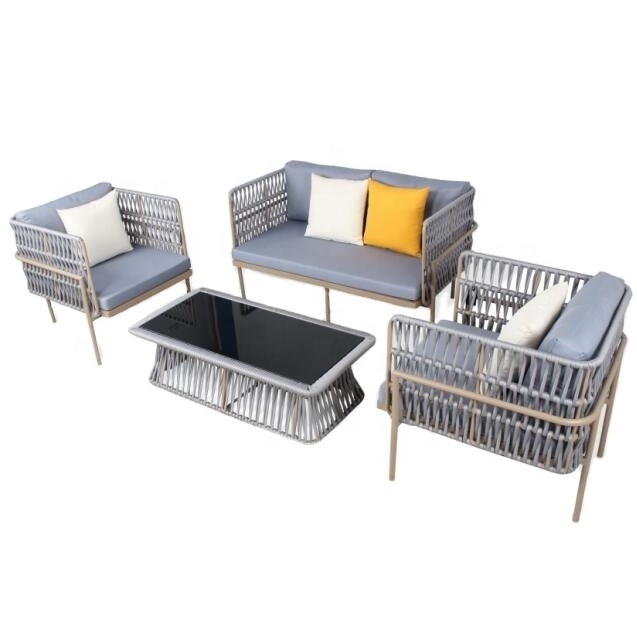 EXAMPLE- Fashion brown	Polyester rope outdoor Furniture with canopy Restaurant outdoor sofa hotel PL rope Combination sofa set