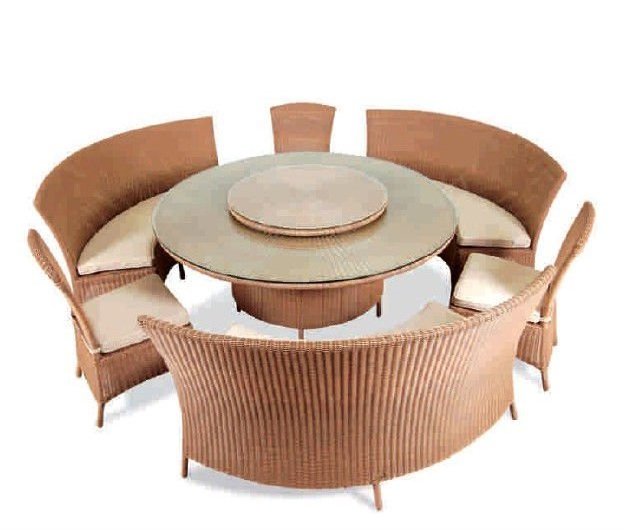 wholesale rattan dining table with a rotating disk