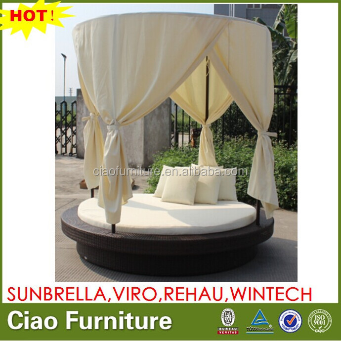 Garden rattan sofa sun bed patio furniture round canopy bed