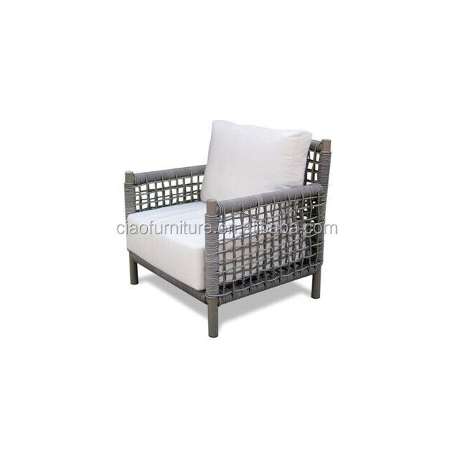 Grey wicker furniture PE rattan sofa set with cushion