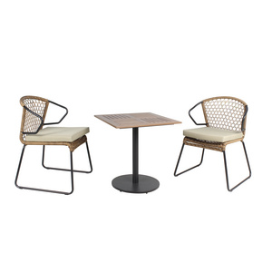 Modern outdoor wicker rattan dining chairs patio bistro coffee table set