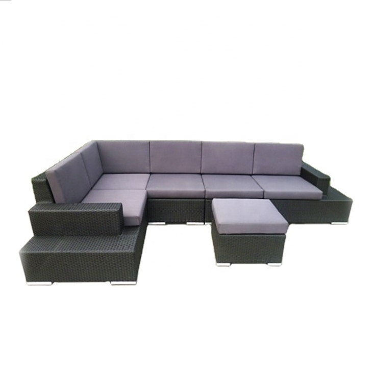 Synthetic rattan furniture l shaped modular garden lounge outdoor sofa