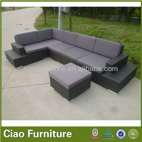 Synthetic rattan furniture l shaped modular garden lounge outdoor sofa