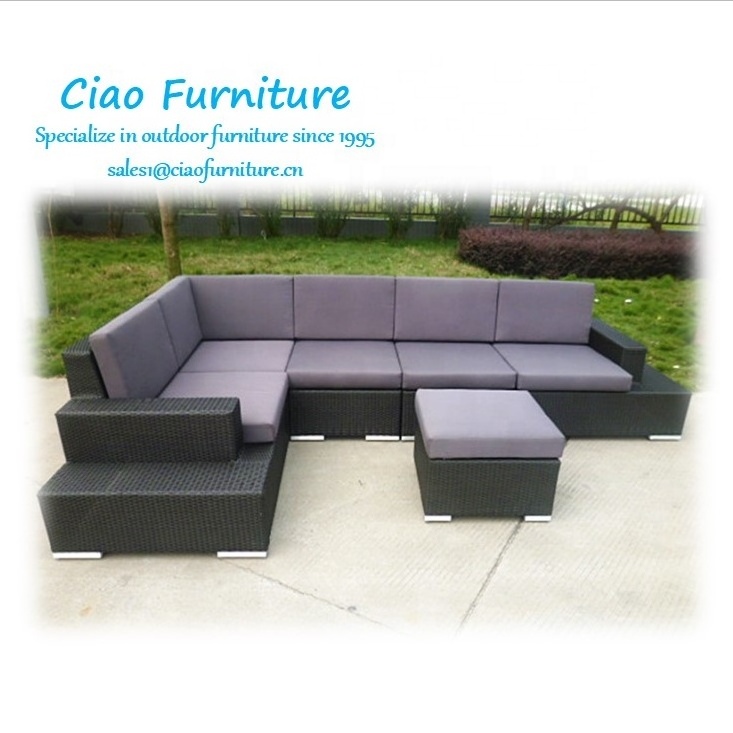 Synthetic rattan furniture l shaped modular garden lounge outdoor sofa