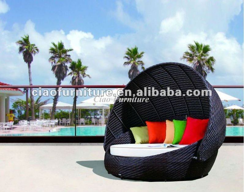 poolside rattan outdoor big sun round bed with canopy