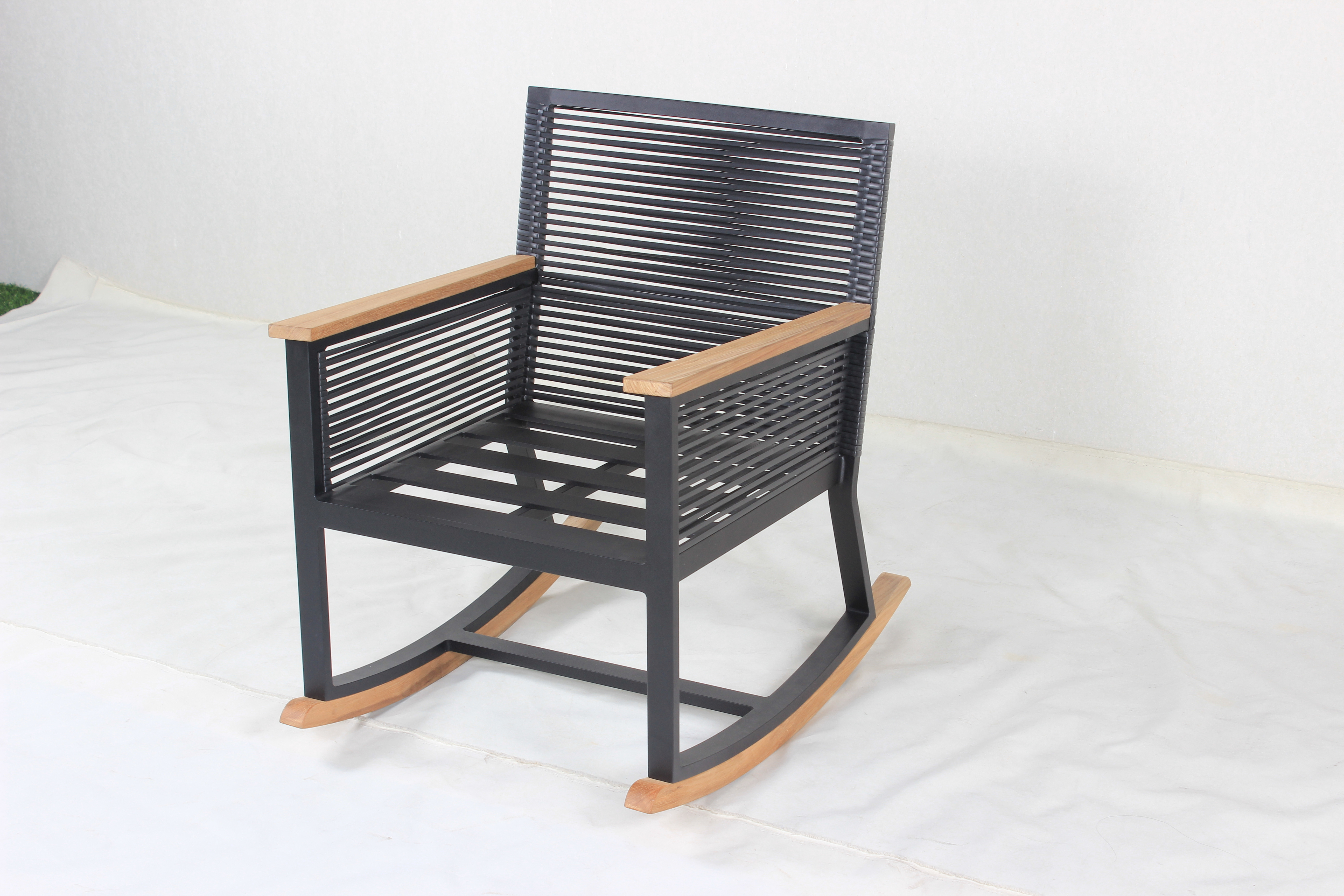 Leisure garden living room outdoor aluminium rattan rocking chair