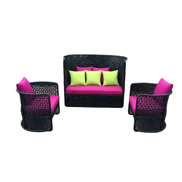 Fashion	Hand weaving Rattan Furniture outdoor taproom section rattan sofa PE wicker loveseat sofa