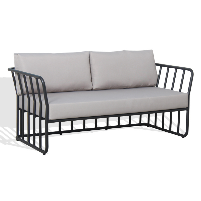 Simple Style Backyard Outdoor Hotel Furniture 4 Seater Black Powder Coated Aluminum Sofa Set