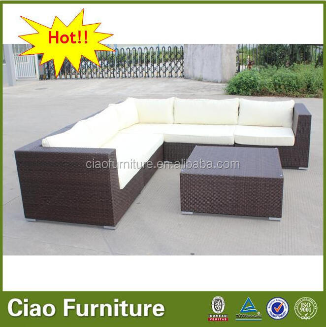 New design Hand weaving Rattan Furniture	with backrest taproom sofa set garden L sofa