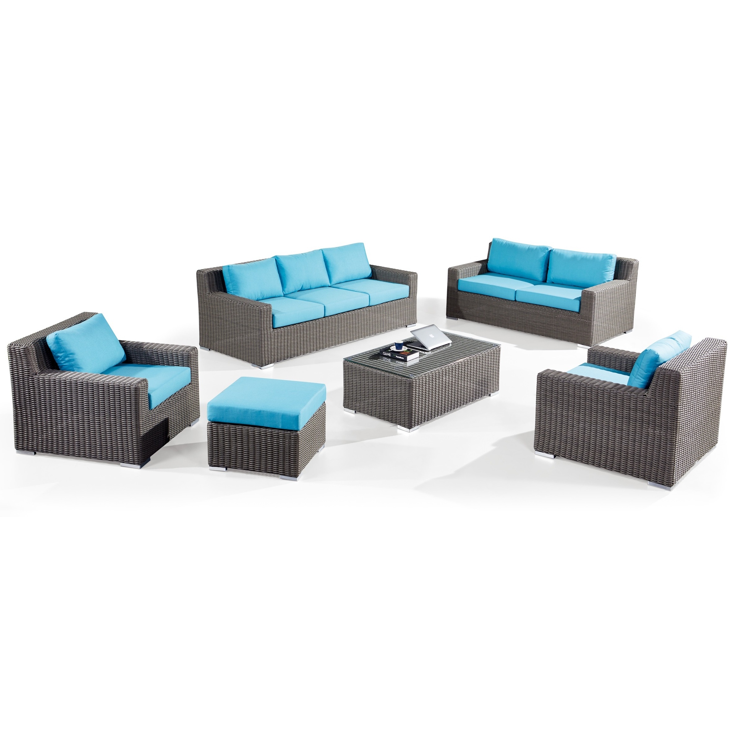 All Weather Backyard Poolside Sofa Plastic Rattan Garden Sofa Set Patio Outdoor Furniture