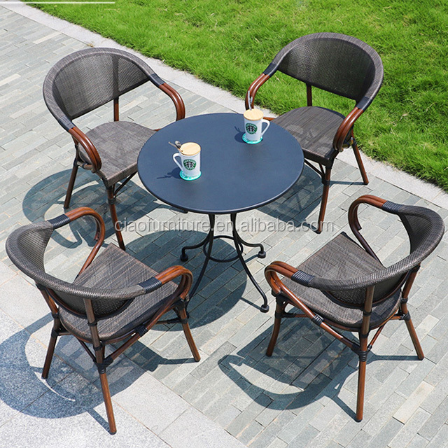 Special design garden aluminum frame bamboo chair with 4*4 Textil