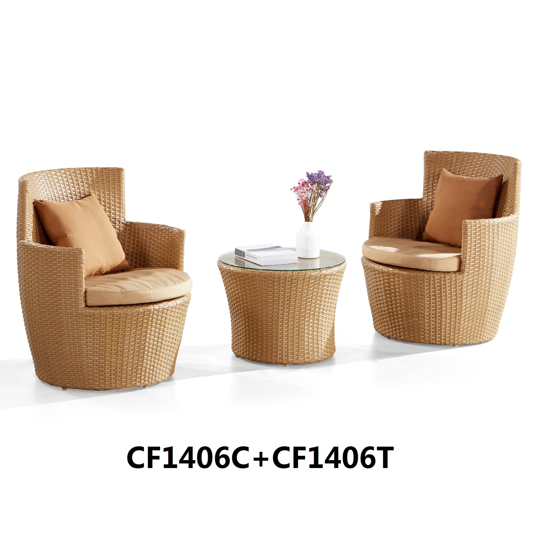 Foshan 3 Pieces Patio Outdoor Synthetic Rattan Bistro Set Wicker Balcony Coffee Table Chair Garden Furniture