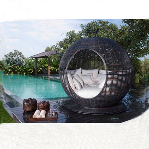 Garden wicker sun bed apple rattan daybed outdoor furniture